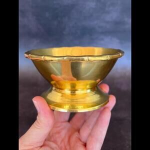 Small Vintage Brass Pedestal Bowl With Interesting Rim Detail